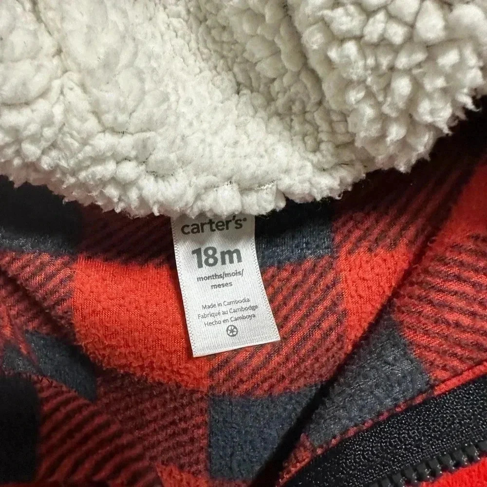 Carter’s 18M Fleece Buffalo Plaid One-Piece - Picture 5 of 5